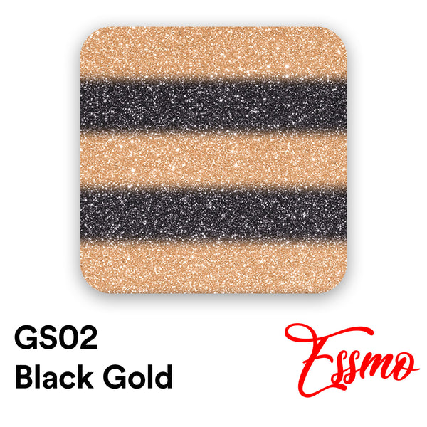 ESSMO™ Black Gold Glitter Stripes Heat Transfer Vinyl HTV GS02