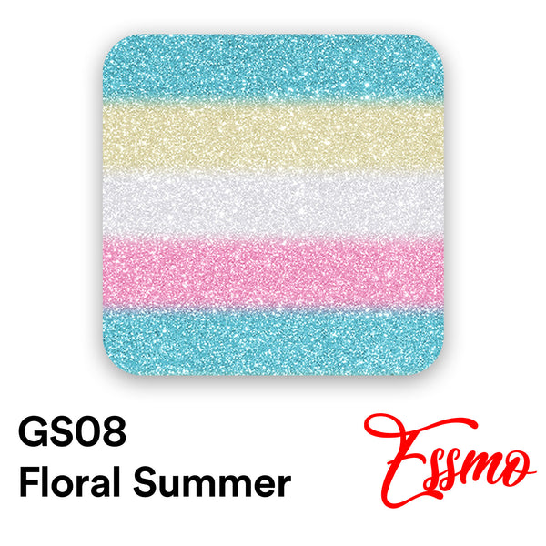 ESSMO™ Floral Summer Glitter Stripes Heat Transfer Vinyl HTV GS08