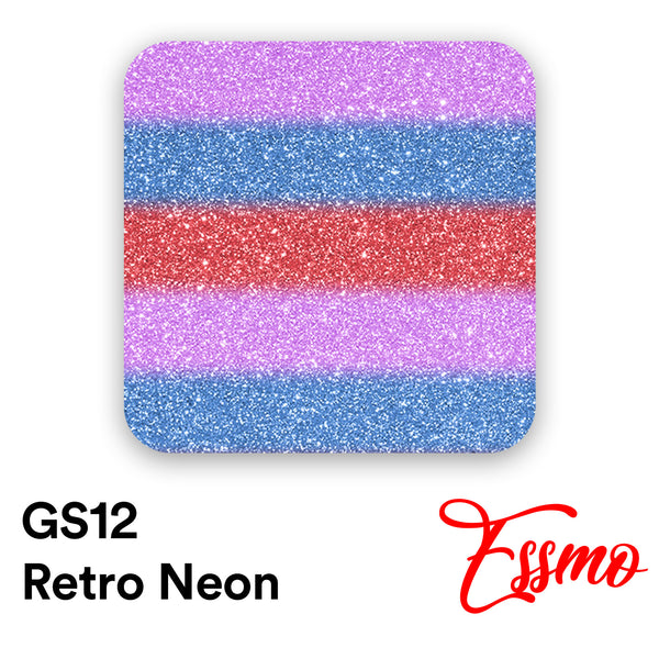 ESSMO™ Retro Neon Glitter Stripes Heat Transfer Vinyl HTV GS12
