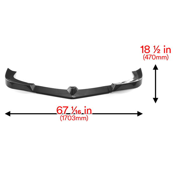 3pcs Front Bumper Lip For Mercedes-Benz W204 2011-2013 PC-89510 (Carbon Fiber Textured Black / Gloss Black / Matte Black)