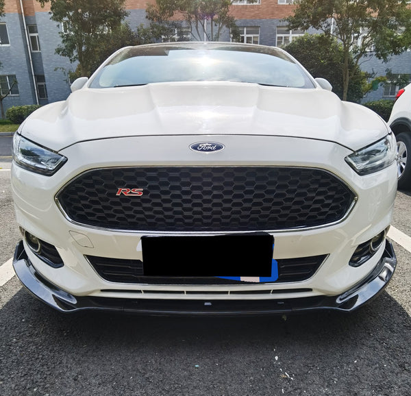 3pcs Front Bumper Lip For Ford Fusion Mondeo 2013-2016 PC-89569 (Carbon Fiber Textured Black / Gloss Black / Matte Black)