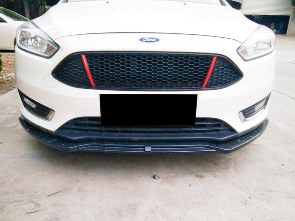3pcs Front Bumper Lip for Ford Focus 2015-2018 PC-89662 (Carbon Fiber Textured Black / Gloss Black / Matte Black)