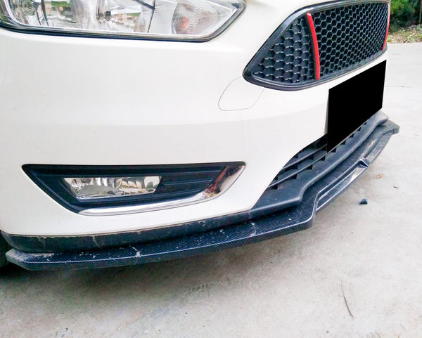 3pcs Front Bumper Lip for Ford Focus 2015-2018 PC-89662 (Carbon Fiber Textured Black / Gloss Black / Matte Black)