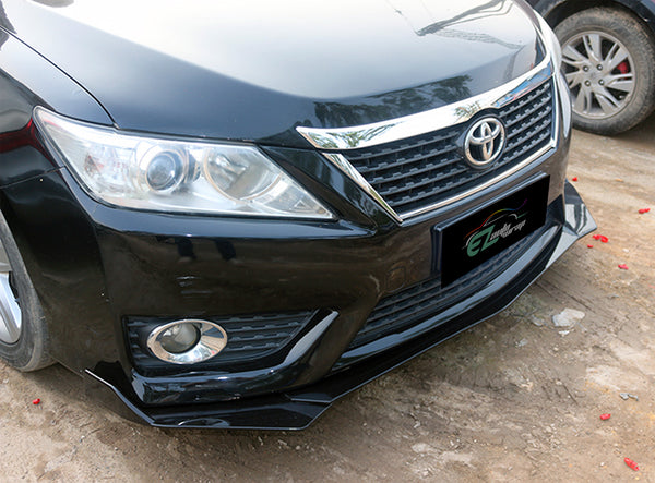 3pcs Front Bumper Lip Universal PC-89668 (Carbon Fiber Textured Black / Gloss Black / Matte Black)