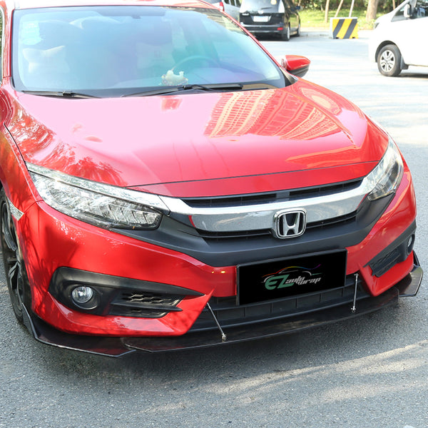 3pcs Front Bumper Lip Universal PC-89668 (Carbon Fiber Textured Black / Gloss Black / Matte Black)