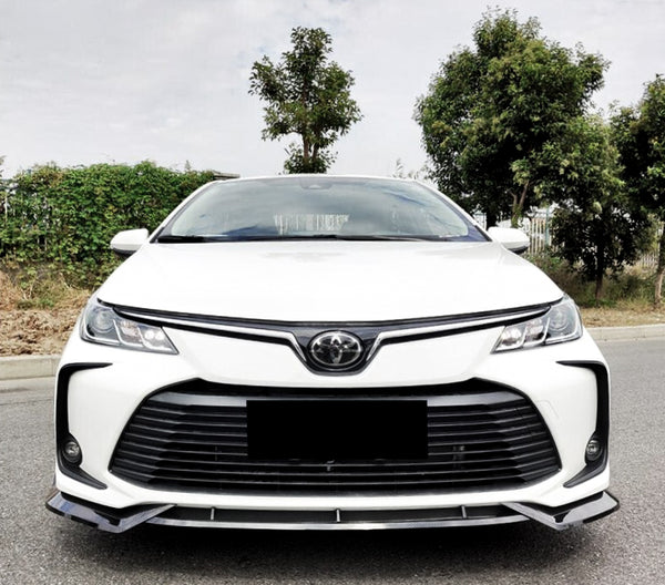3pcs Front Bumper Lip For Toyota Corolla 2019-2022 PC-89683 (Carbon Fiber Textured Black / Gloss Black / Matte Black)