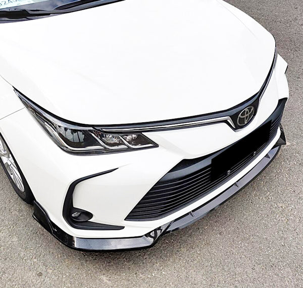 3pcs Front Bumper Lip For Toyota Corolla 2019-2022 PC-89683 (Carbon Fiber Textured Black / Gloss Black / Matte Black)
