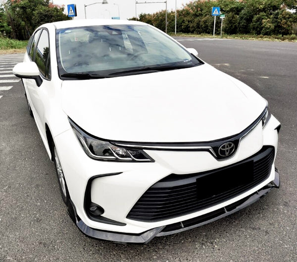 3pcs Front Bumper Lip For Toyota Corolla 2019-2022 PC-89683 (Carbon Fiber Textured Black / Gloss Black / Matte Black)