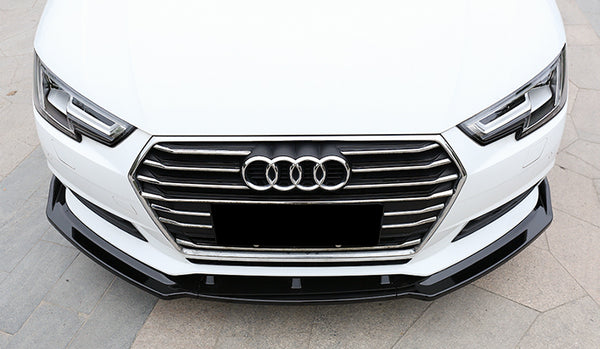 3pcs Front Bumper Lip For Audi A3 S3 2017-2020 PC-89686 (Carbon Fiber Textured Black / Gloss Black / Matte Black)