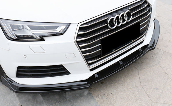 3pcs Front Bumper Lip For Audi A3 S3 2017-2020 PC-89686 (Carbon Fiber Textured Black / Gloss Black / Matte Black)