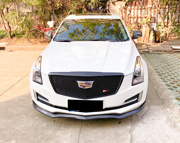 3pcs Front Bumper Lip For Cadillac ATSL ATS 2014-2017 PC-89699 (Carbon Fiber Textured Black / Gloss Black / Matte Black)