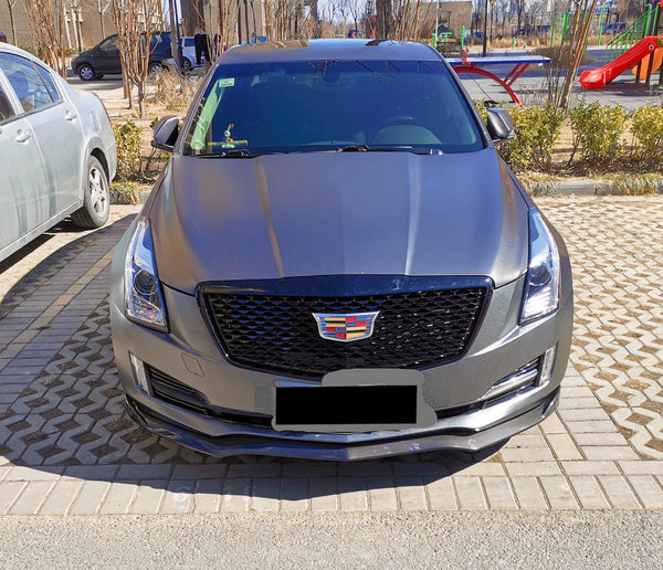 3pcs Front Bumper Lip For Cadillac ATSL ATS 2014-2017 PC-89699 (Carbon Fiber Textured Black / Gloss Black / Matte Black)