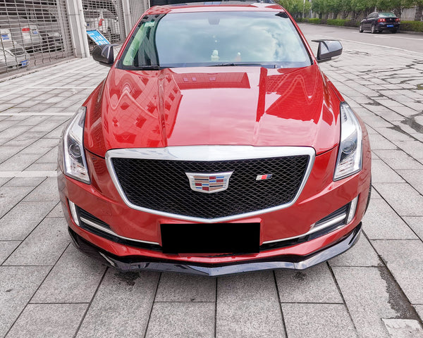 3pcs Front Bumper Lip For Cadillac ATSL ATS 2014-2017 PC-89699 (Carbon Fiber Textured Black / Gloss Black / Matte Black)