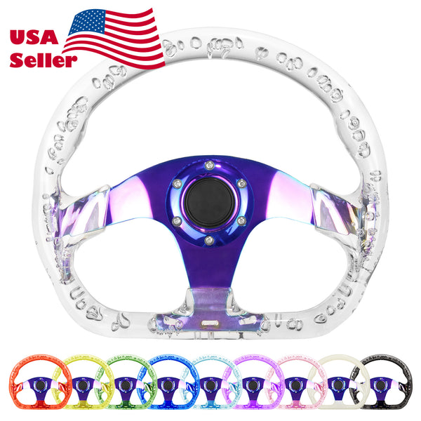 D-Shaped Crystal Steering Wheel PC-ST47 (Black / Blue / Glow / Green / Pink / Purple / Red / Teal / Clear / Yellow)