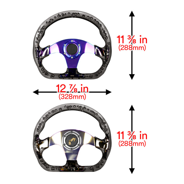 D-Shaped Crystal Steering Wheel PC-ST47 (Black / Blue / Glow / Green / Pink / Purple / Red / Teal / Clear / Yellow)