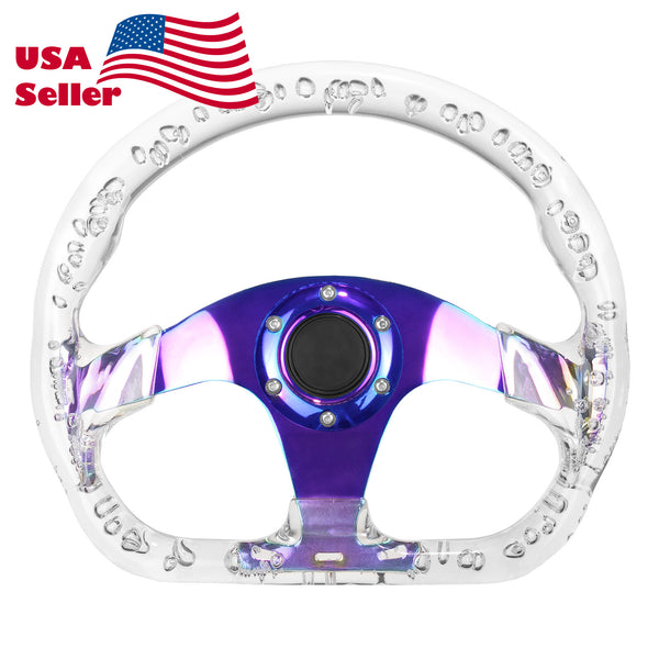 D-Shaped Crystal Steering Wheel PC-ST47 (Black / Blue / Glow / Green / Pink / Purple / Red / Teal / Clear / Yellow)
