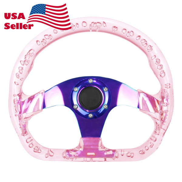 D-Shaped Crystal Steering Wheel PC-ST47 (Black / Blue / Glow / Green / Pink / Purple / Red / Teal / Clear / Yellow)