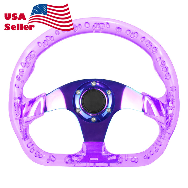 D-Shaped Crystal Steering Wheel PC-ST47 (Black / Blue / Glow / Green / Pink / Purple / Red / Teal / Clear / Yellow)