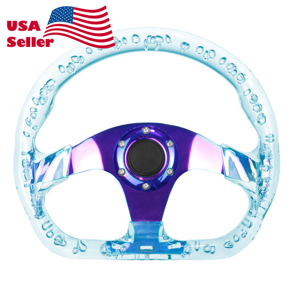 D-Shaped Crystal Steering Wheel PC-ST47 (Black / Blue / Glow / Green / Pink / Purple / Red / Teal / Clear / Yellow)