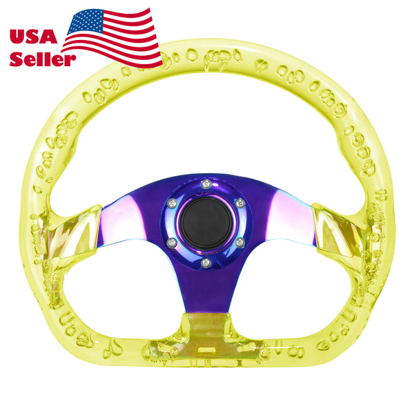 D-Shaped Crystal Steering Wheel PC-ST47 (Black / Blue / Glow / Green / Pink / Purple / Red / Teal / Clear / Yellow)