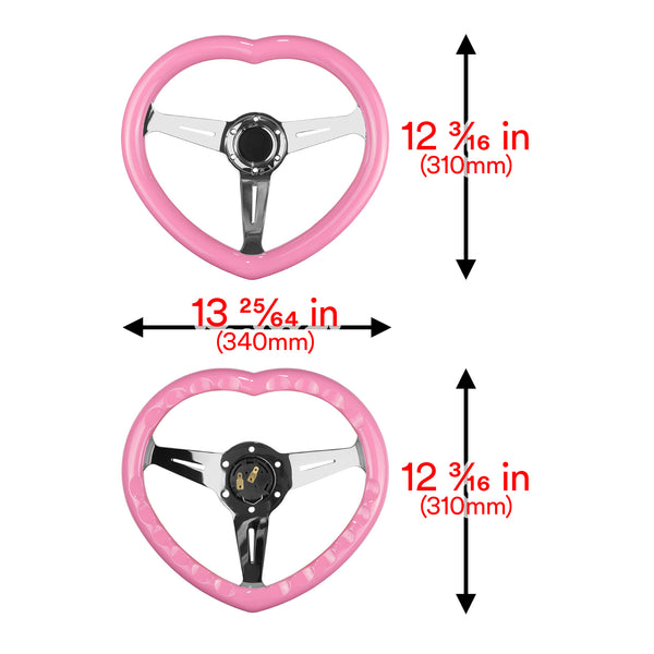Heart-Shaped Steering Wheel PC-ST64 (Pink / Purple / Red / White / Wood)