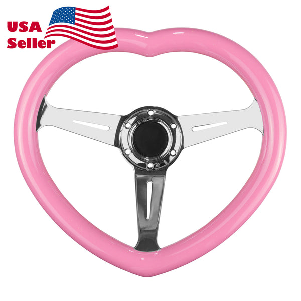 Heart-Shaped Steering Wheel PC-ST64 (Pink / Purple / Red / White / Wood)