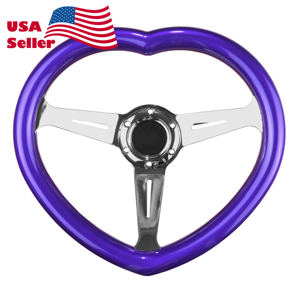 Heart-Shaped Steering Wheel PC-ST64 (Pink / Purple / Red / White / Wood)