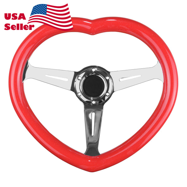 Heart-Shaped Steering Wheel PC-ST64 (Pink / Purple / Red / White / Wood)