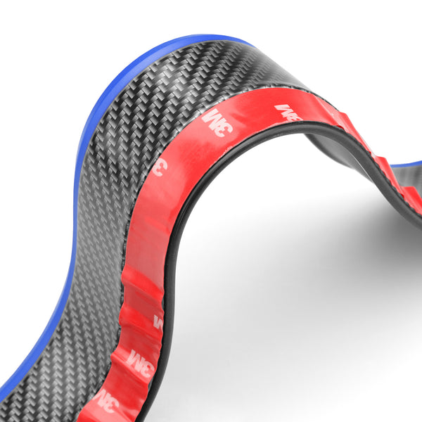 Front Bumper Rubber Lip Carbon Fiber Textured 2 Tone Colors (Blue Black / Red Black / Gray Black / Yellow Black)