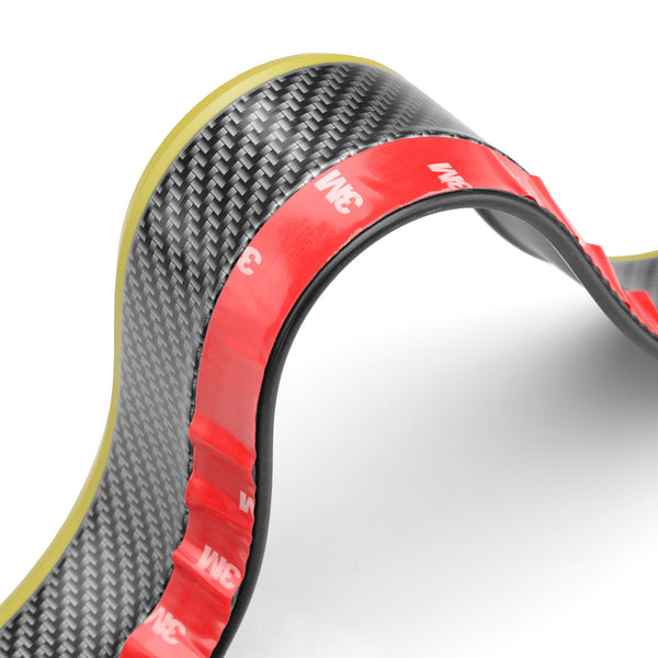 Front Bumper Rubber Lip Carbon Fiber Textured 2 Tone Colors (Blue Black / Red Black / Gray Black / Yellow Black)