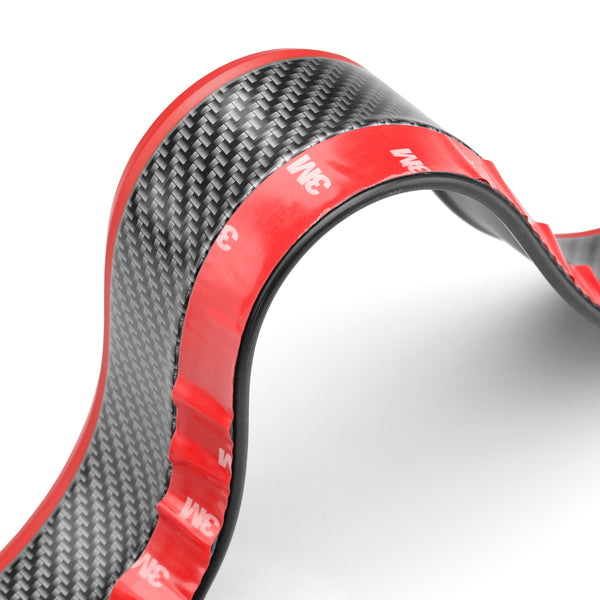 Front Bumper Rubber Lip Carbon Fiber Textured 2 Tone Colors (Blue Black / Red Black / Gray Black / Yellow Black)