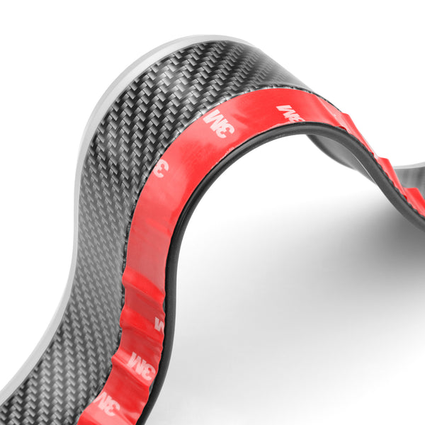 Front Bumper Rubber Lip Carbon Fiber Textured 2 Tone Colors (Blue Black / Red Black / Gray Black / Yellow Black)