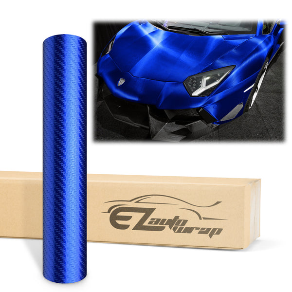 Satin Chrome Carbon Fiber Blue Vinyl Wrap
