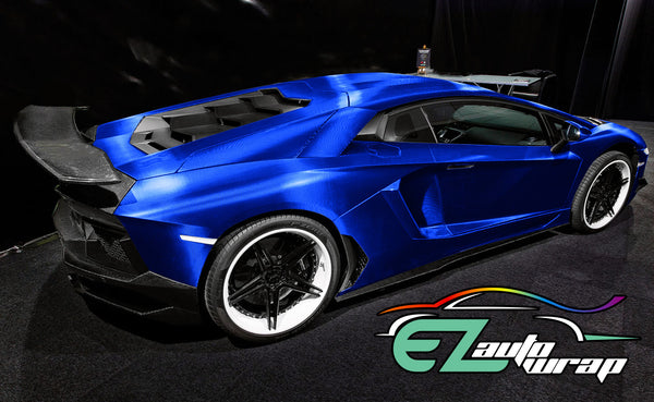 Satin Chrome Carbon Fiber Blue Vinyl Wrap