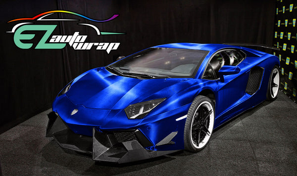 Satin Chrome Carbon Fiber Blue Vinyl Wrap