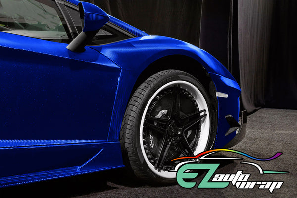 Satin Chrome Carbon Fiber Blue Vinyl Wrap