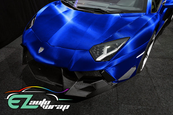Satin Chrome Carbon Fiber Blue Vinyl Wrap