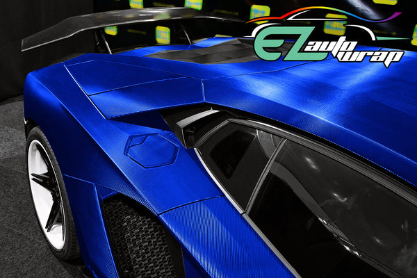 Satin Chrome Carbon Fiber Blue Vinyl Wrap