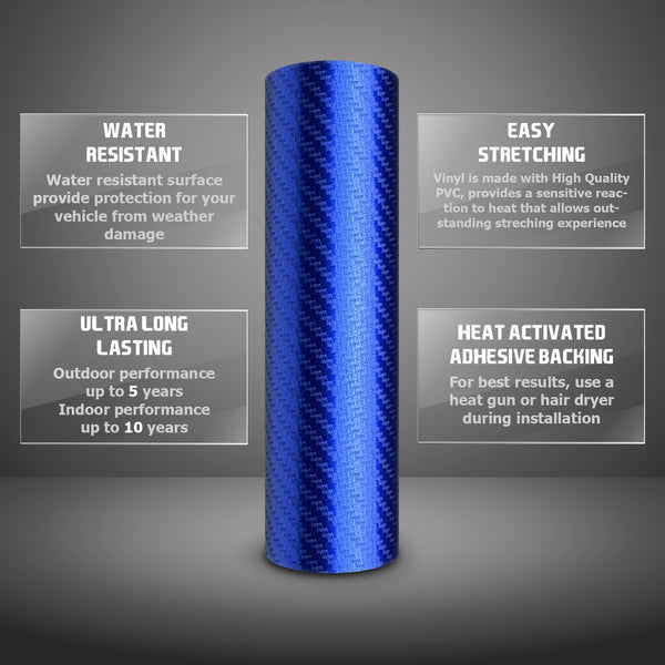Satin Chrome Carbon Fiber Blue Vinyl Wrap