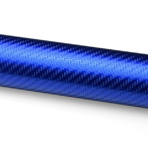 Satin Chrome Carbon Fiber Blue Vinyl Wrap