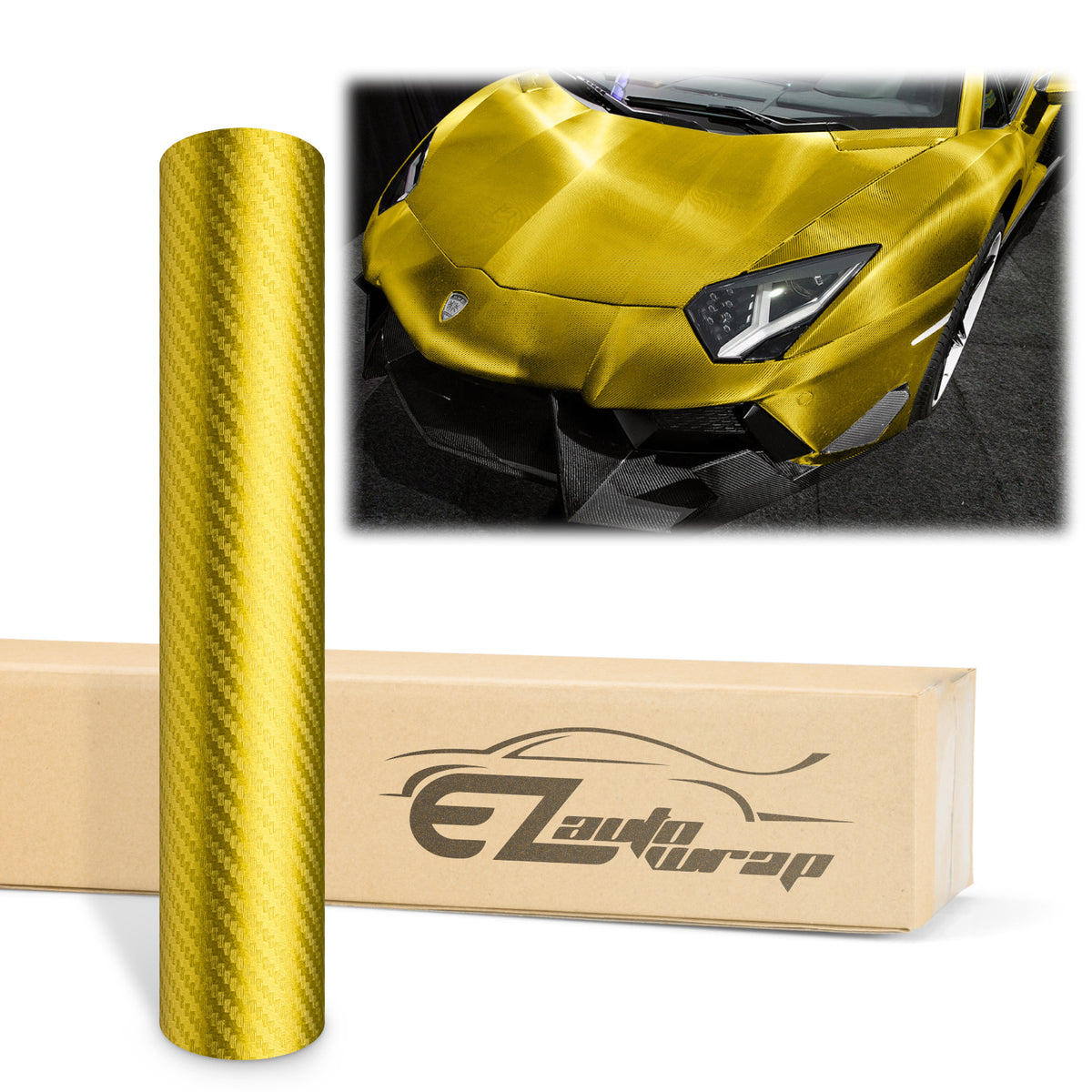 Satin Chrome Carbon Fiber Yellow Vinyl Wrap EzAuto Wrap