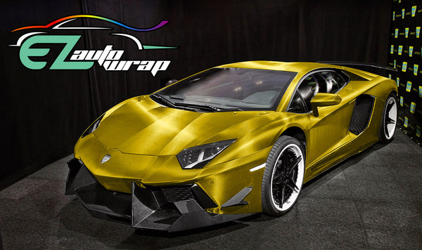 Satin Chrome Carbon Fiber Yellow Vinyl Wrap