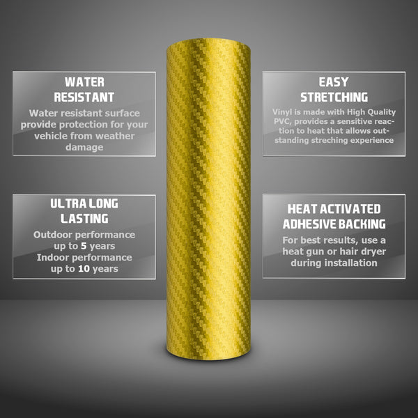 Satin Chrome Carbon Fiber Yellow Vinyl Wrap