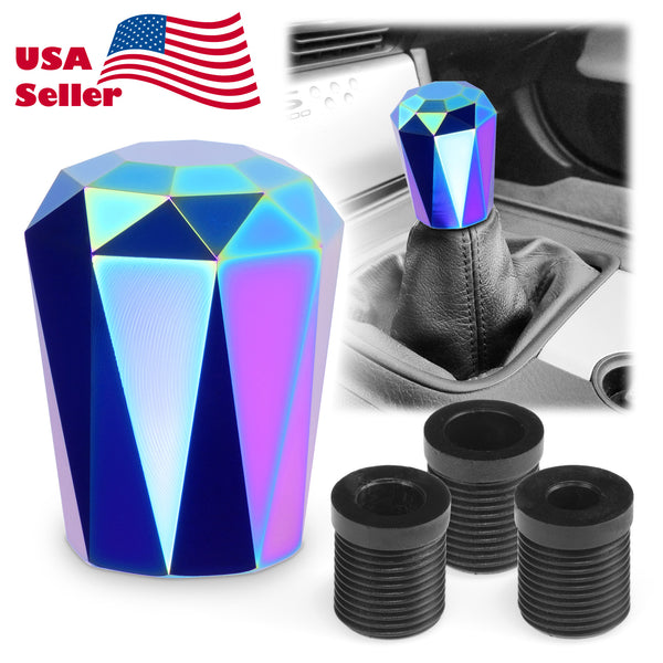 Universal Diamond Shifter Shift Knob Chrome Aluminum Manual Stick Lever Stick PC-SK169 (Black / Blue / Burnt / Gold / Neo Chrome / Purple / Red / Silver)