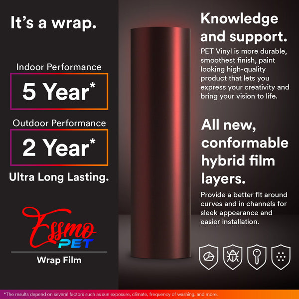 PET Romance Chrome Rose Red Vinyl Wrap