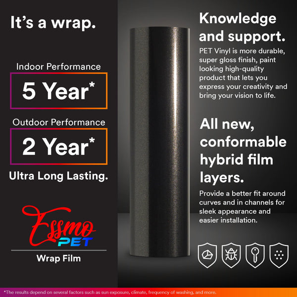 PET Super Gloss Metallic Black Vinyl Wrap