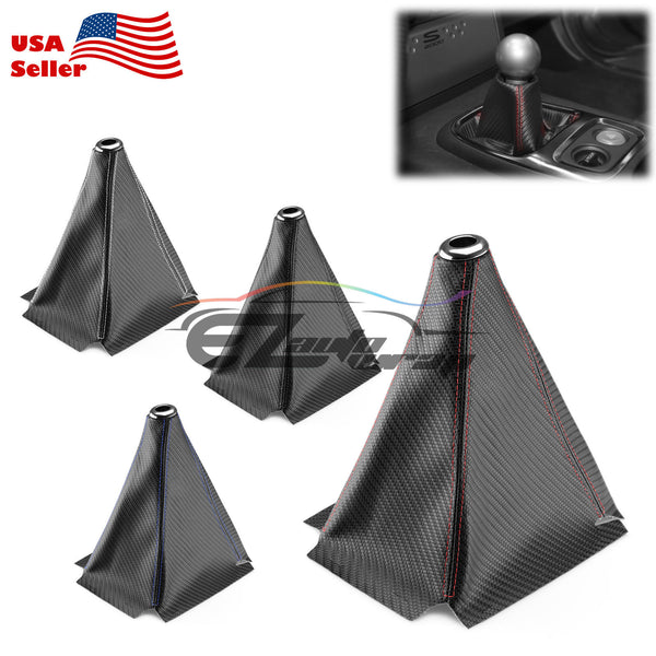 Shifter Boot Cover Black Carbon Fiber PVC Leather SBC02 (with 4 color of stitches)