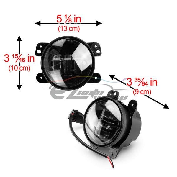 Pair 4"inch 30W Round LED Fog Light Lamp DRL for Jeep Wrangler JK TJ Dodge F3