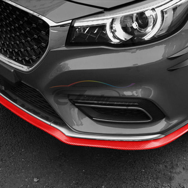 Front Bumper Rubber Lip Carbon Fiber Textured (Black / Blue / Red)