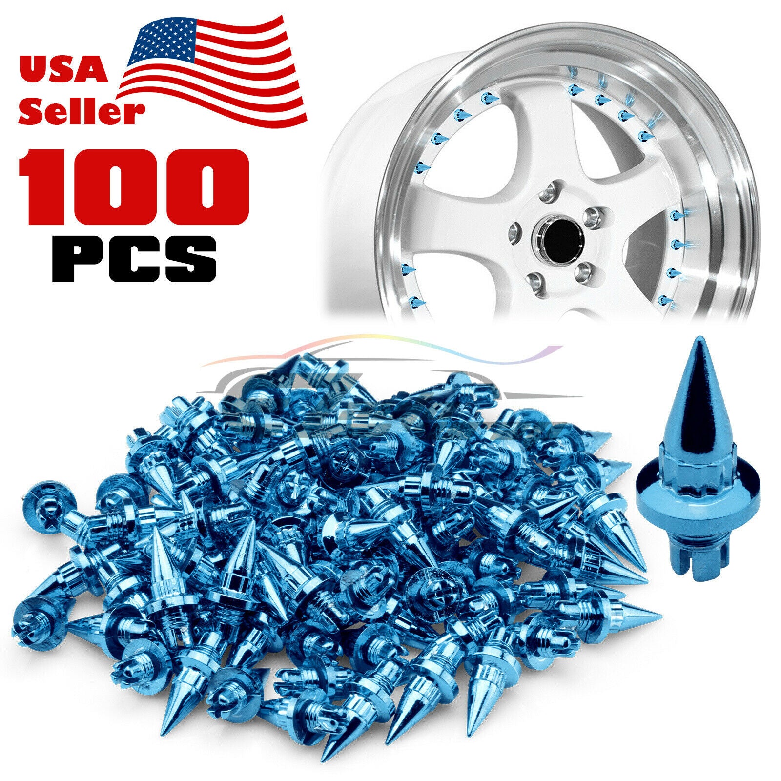 100pcs Spiked Wheel Rivets PC-WRL01 (Blue / Gold / Purple / Red / Silver)